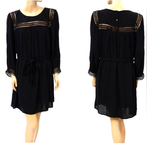 Lucky Brand Dresses & Skirts - Lucky Brand Geo Crochet Lace Embroidered Mini Dress Long Sleeve XS